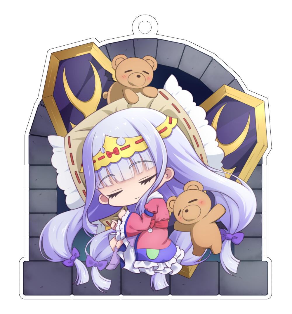 1girl, animal_ear_legwear, aurora_sya_lis_kaymin, bear_band_legwear, blunt_bangs, blush, chibi, closed_eyes