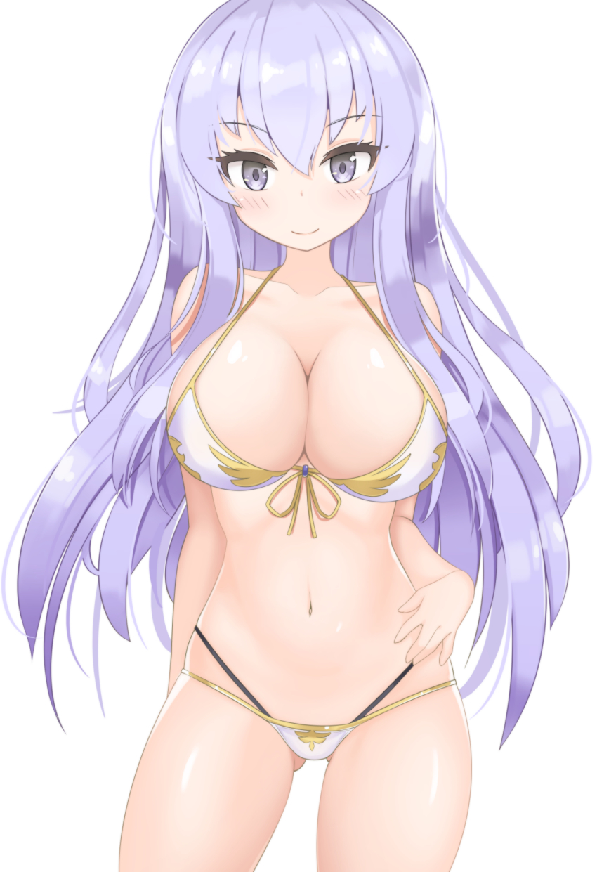 1girl, ass, bare_shoulders, bikini, blush, breasts, cleavage, collarbone