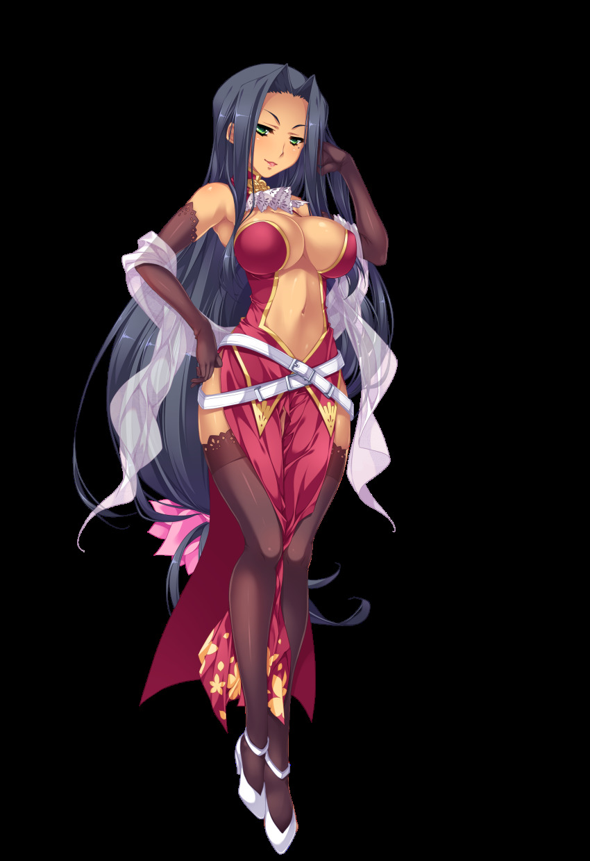 1girl, :o, absurdres, belt, belt_skirt, bibyo, black_hair, black_thighhighs