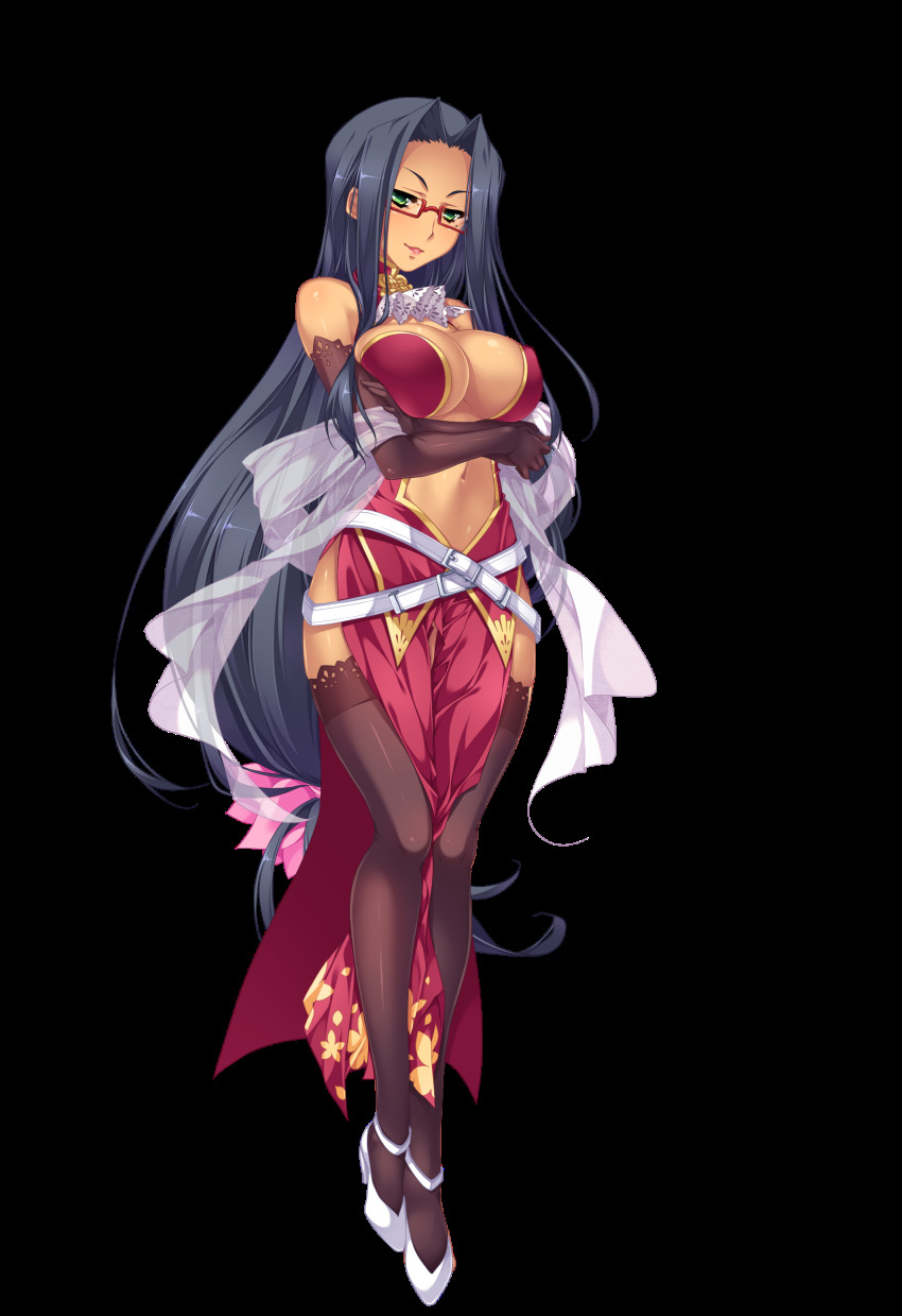 1girl, :o, absurdres, belt, belt_skirt, bibyo, black_hair, black_thighhighs