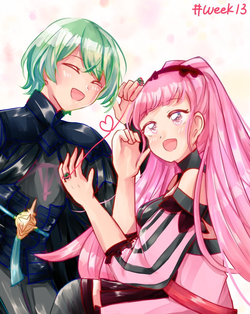 1boy, 1girl, armor, bare_shoulders, black_armor, blue_eyes, blush, breasts