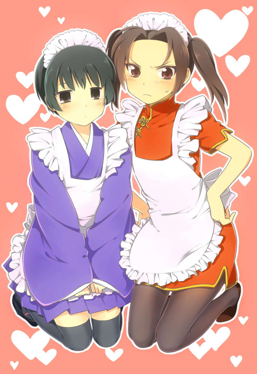 00s, 2boys, apron, axis_powers_hetalia, bad_id, bad_pixiv_id, black_eyes, black_hair