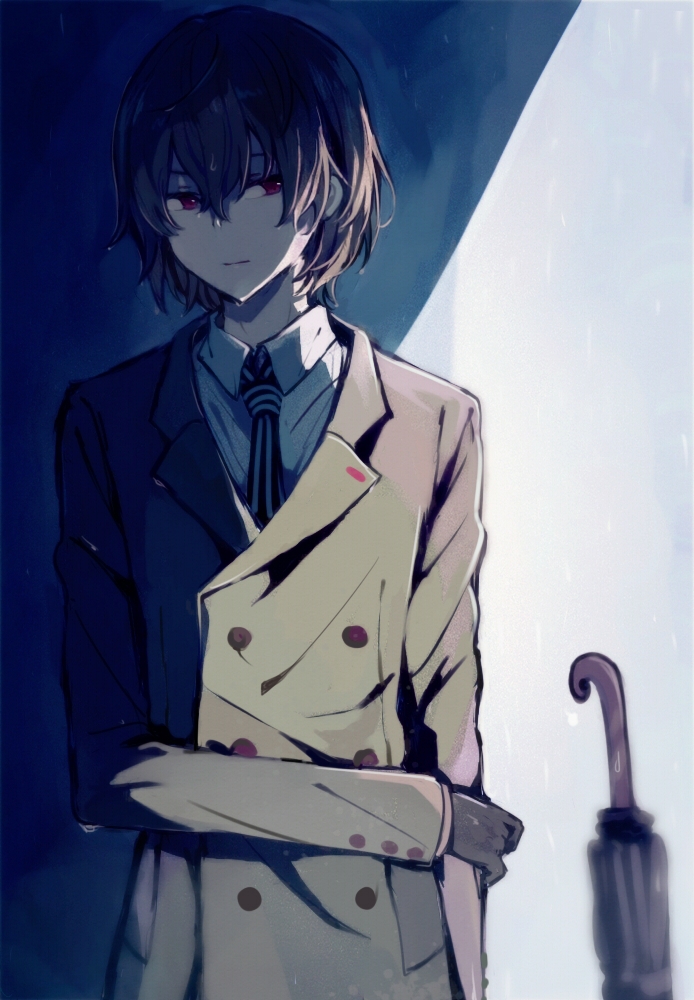 1boy, akechi_gorou, bad_id, bad_pixiv_id, black_gloves, brown_hair, coat, collared_shirt