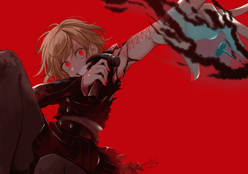 1girl, basara_masa, black_jacket, black_pantyhose, black_skirt, blouse, brown_hair, buttons