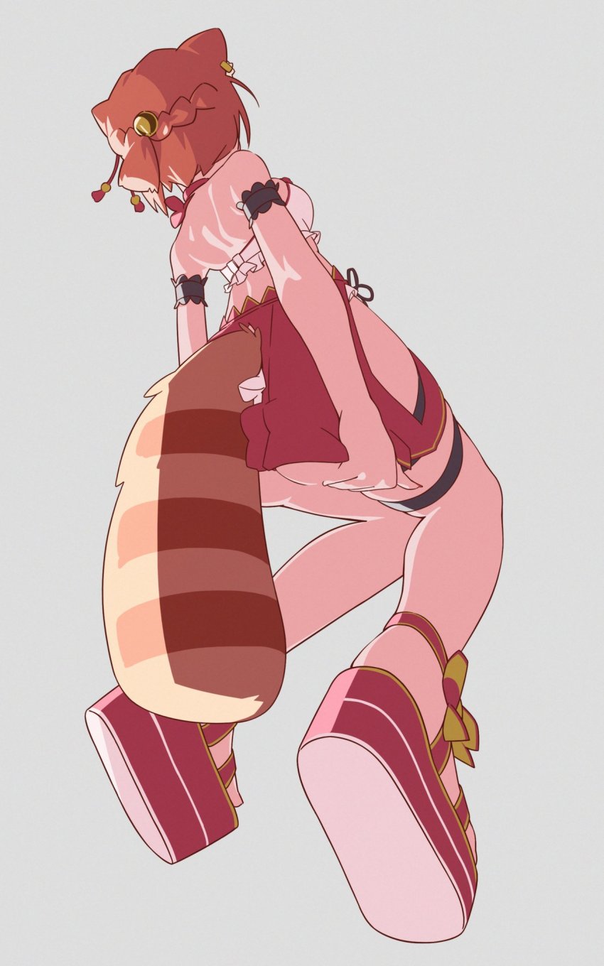 1girl, bare_shoulders, bell, braid, breasts, brown_hair, clothing_cutout, commentary_request