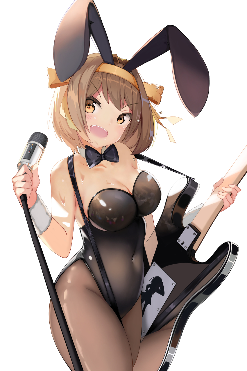 1girl, absurdres, animal_ears, aze_not_bald, backlighting, bare_shoulders, black_bow, black_bowtie