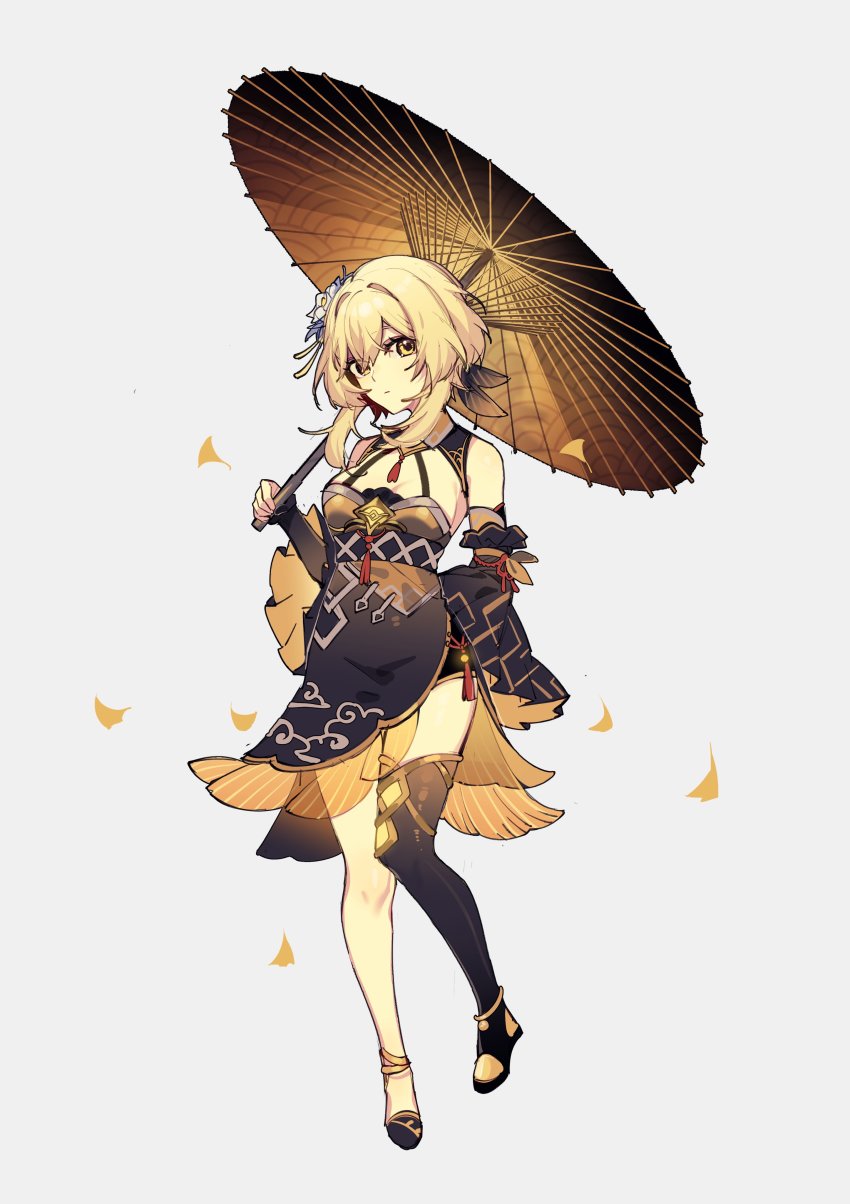 1girl, absurdres, alternate_costume, asymmetrical_footwear, asymmetrical_legwear, asymmetrical_sleeves, black_dress, black_gloves