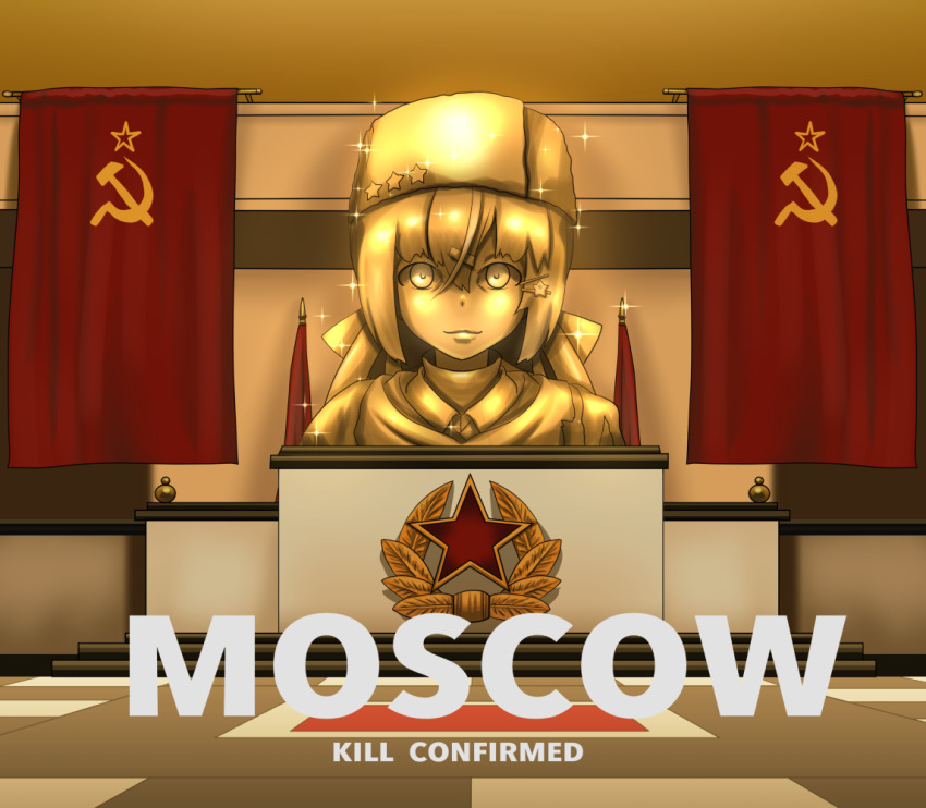 banner, call_of_duty, call_of_duty:_black_ops_cold_war, english_text, flag, fur_hat, hammer_and_sickle, hat
