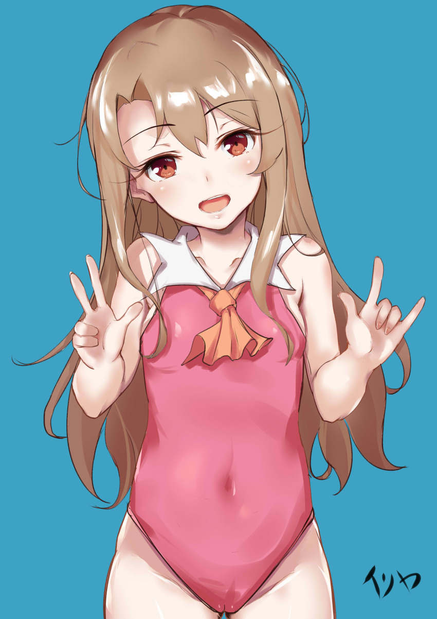 1girl, :d, \m/, absurdres, adapted_costume, alternate_hair_color, black_bra, black_panties