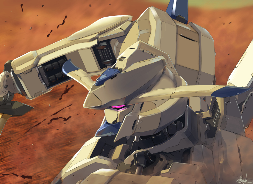 artist_name, atsajh, close-up, glowing, glowing_eye, gundam, gundam_bael, gundam_tekketsu_no_orphans