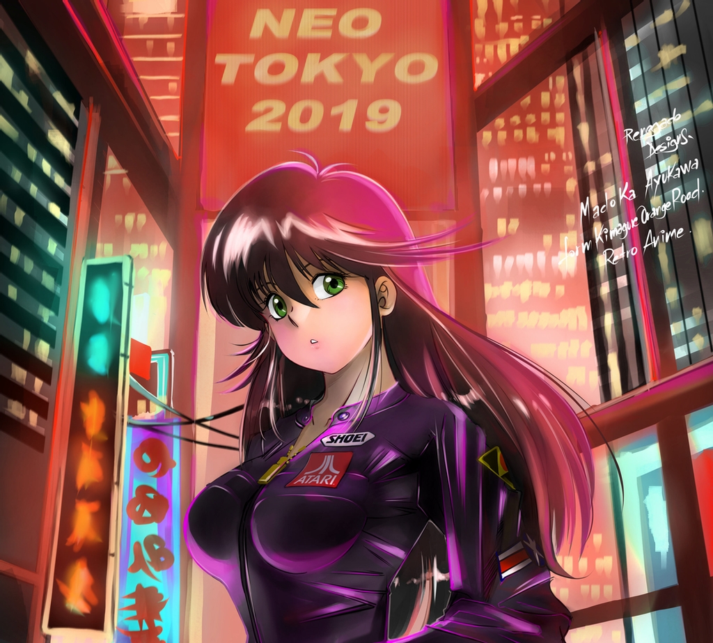 1girl, alternate_costume, alternate_universe, ayukawa_madoka, black_hair, breasts, city, commentary