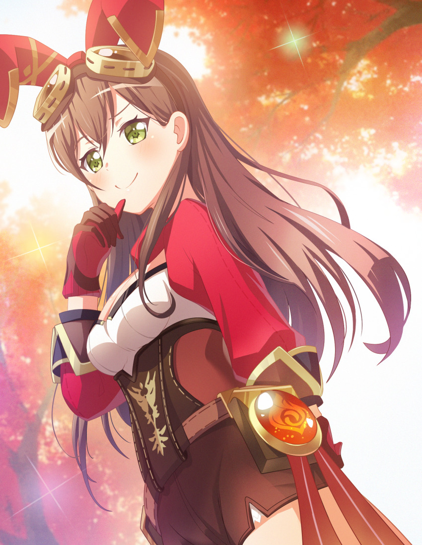 1girl, amber_(genshin_impact), amber_(genshin_impact)_(cosplay), bang_dream!, bang_dream!_girls_band_party!, black_hair, blush, breasts