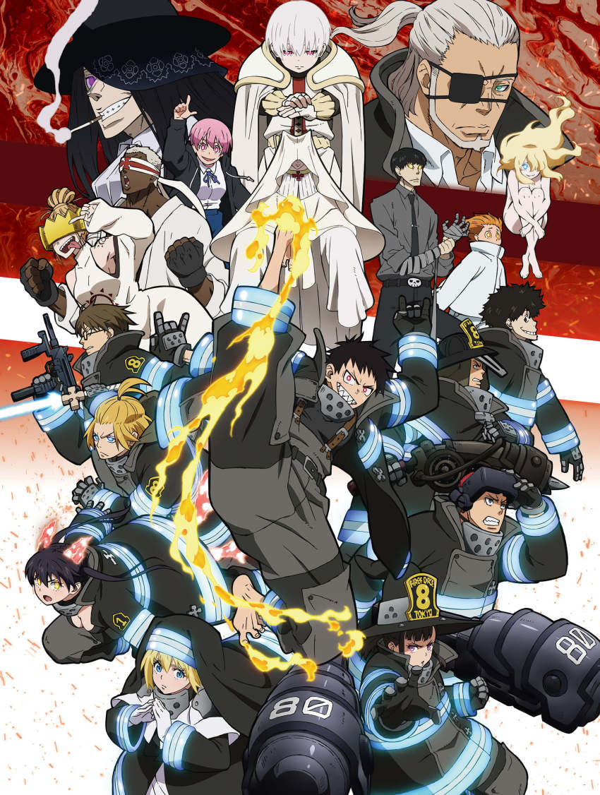 6+boys, 6+girls, absurdres, akitaru_oubi, arthur_boyle, bandaged_arm, bandages, barefoot