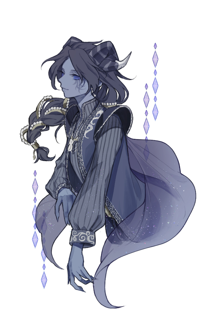 1boy, alternate_hair_color, bad_id, bad_pixiv_id, black_hair, blue_eyes, blue_skin, colored_skin