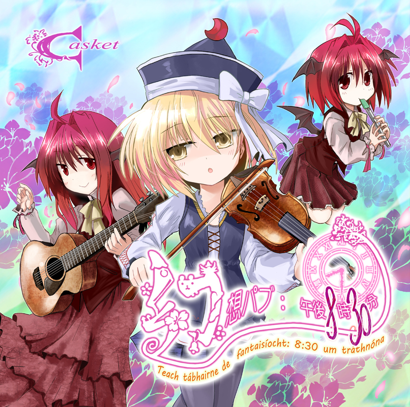 3girls, :o, ahoge, alternate_hair_length, alternate_hairstyle, antenna_hair, apron, ascot