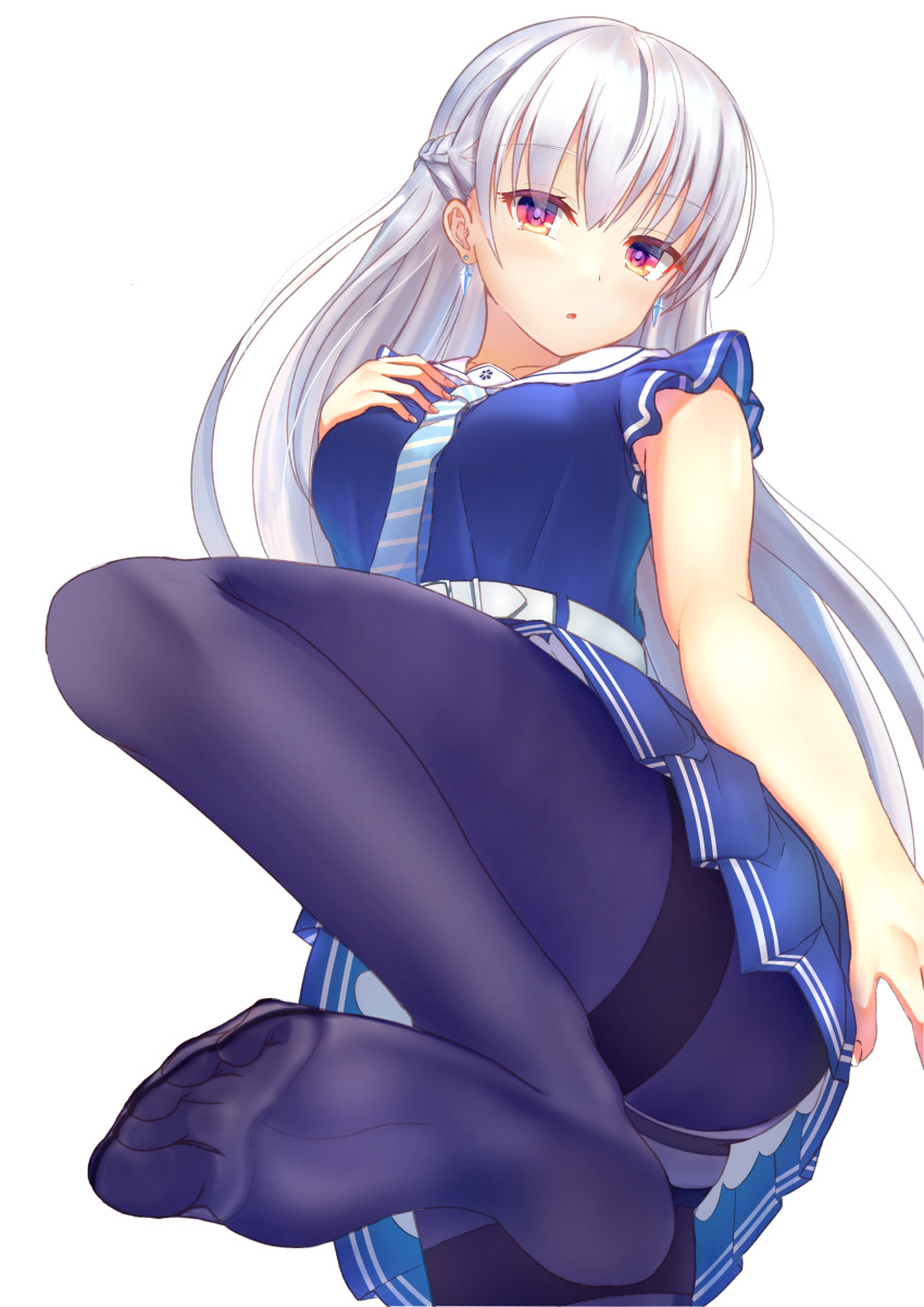 1girl, :o, absurdres, bare_arms, belt, belt_buckle, berkut_(girly_air_force), blue_neckwear