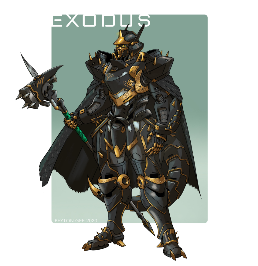 1boy, armor, artist_name, commentary, commission, english_commentary, extra_eyes, glowing