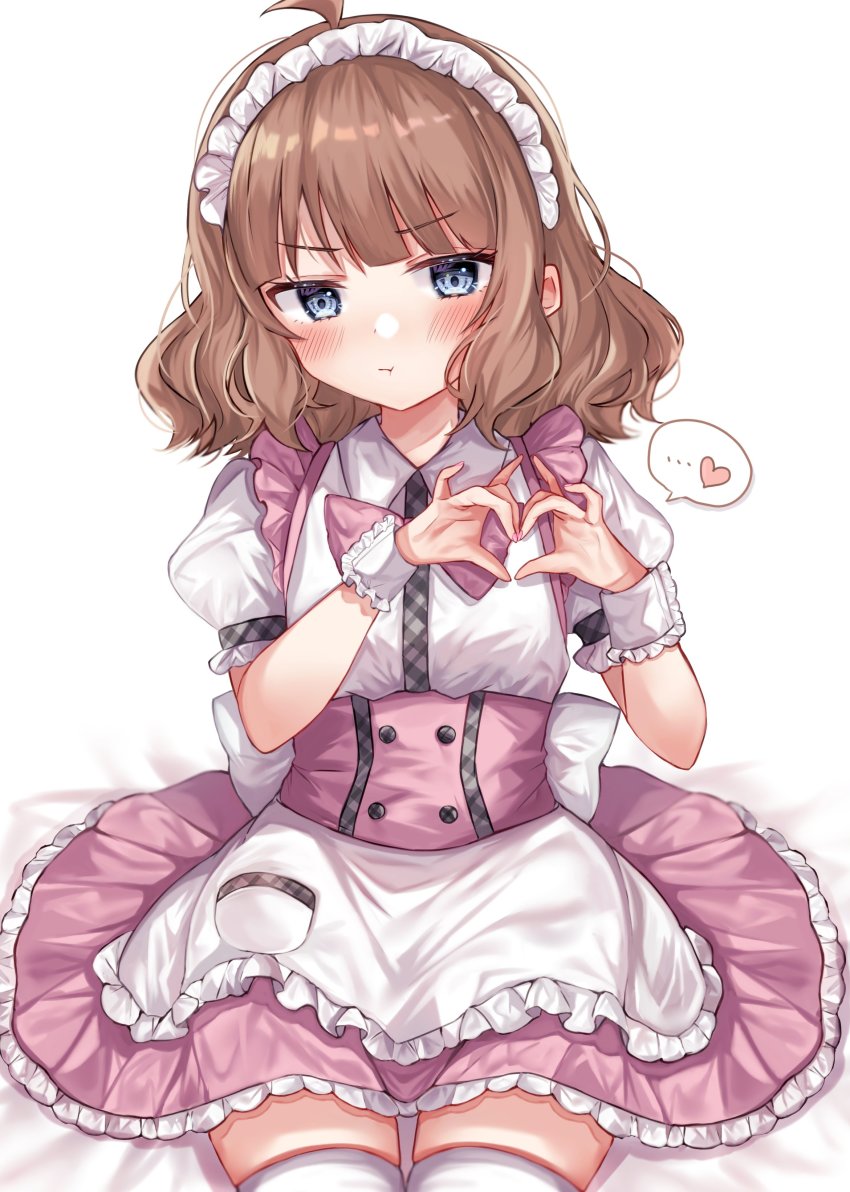 ..., 1girl, absurdres, ahoge, apron, blue_eyes, blush, bow