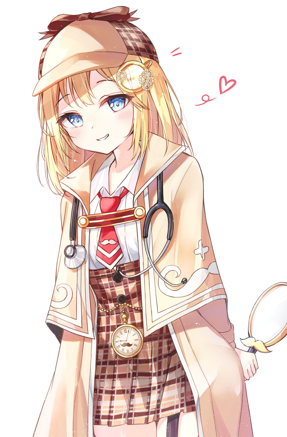 1girl, arms_behind_back, bad_id, bad_twitter_id, beige_capelet, beige_cloak, beliatan, blonde_hair