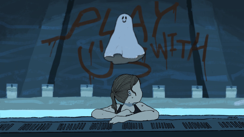 1girl, english_text, floating, ghost, highres, looking_back, onobane_(mogyugyu88), original