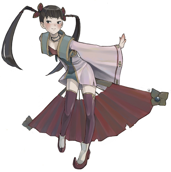 blush, brown_hair, daqiao_(shin_sangoku_musou), hand_fan, long_hair, metalinu, shin_sangoku_musou, shin_sangoku_musou_2