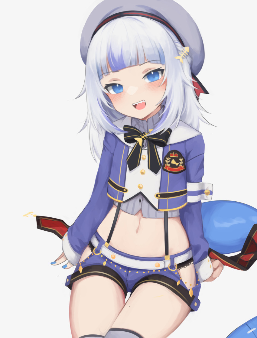 1girl, :d, absurdres, armband, beret, blouse, blue_eyes, blue_jacket