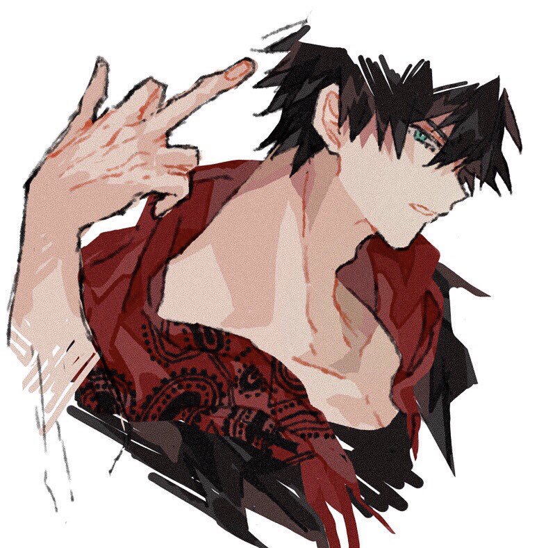 1boy, black_hair, collarbone, fingernails, green_eyes, hypnosis_mic, kuroneko0309252, male_focus