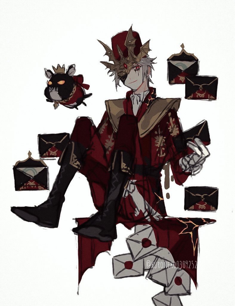 1boy, animal, black_footwear, closed_mouth, crown, dog, floating, gloves