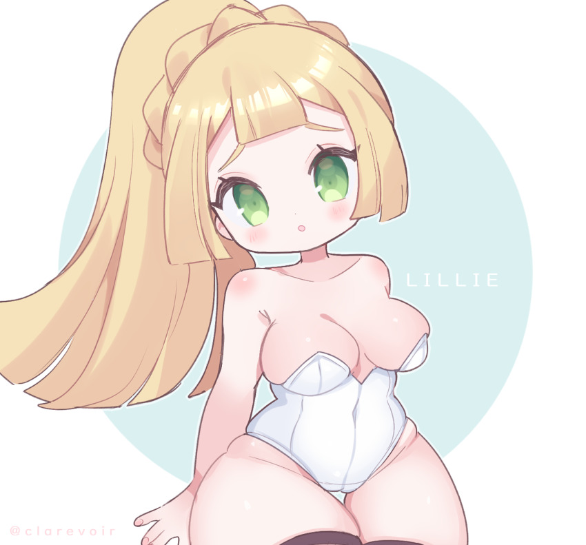 1girl, aliceyawnin, alternate_costume, artist_name, bare_shoulders, blue_background, blue_outline, blush