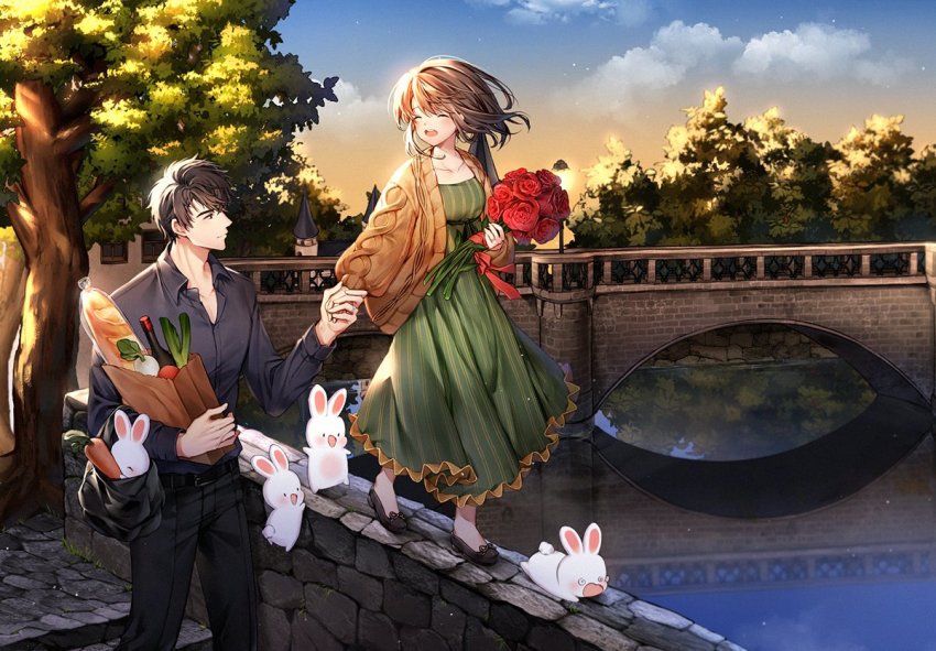 :d, bad_id, bad_pixiv_id, bag, baguette, belt, black_footwear, black_hair