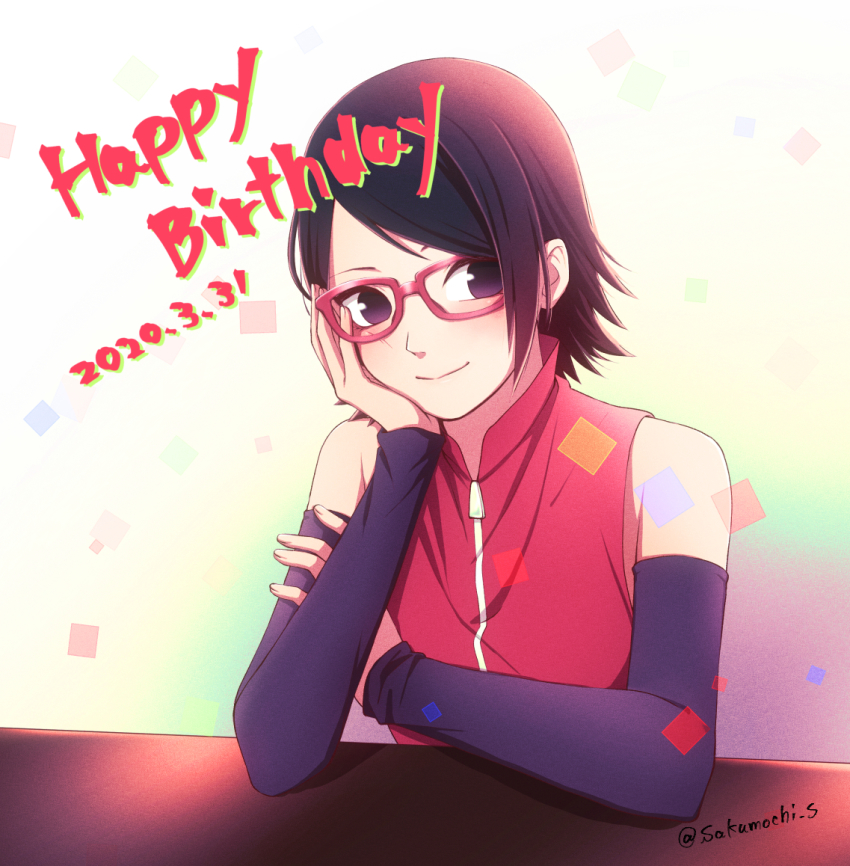 1girl, 2020, black_eyes, black_hair, black_sleeves, boruto:_naruto_next_generations, dated, detached_sleeves