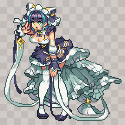 1girl, animal_ears, apron, aqua_eyes, azur_lane, blue_eyes, breasts, checkered_background