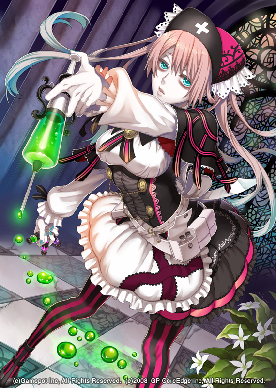 1girl, alteil, aqua_nails, blue_eyes, dress, drugged, drugs, female_focus