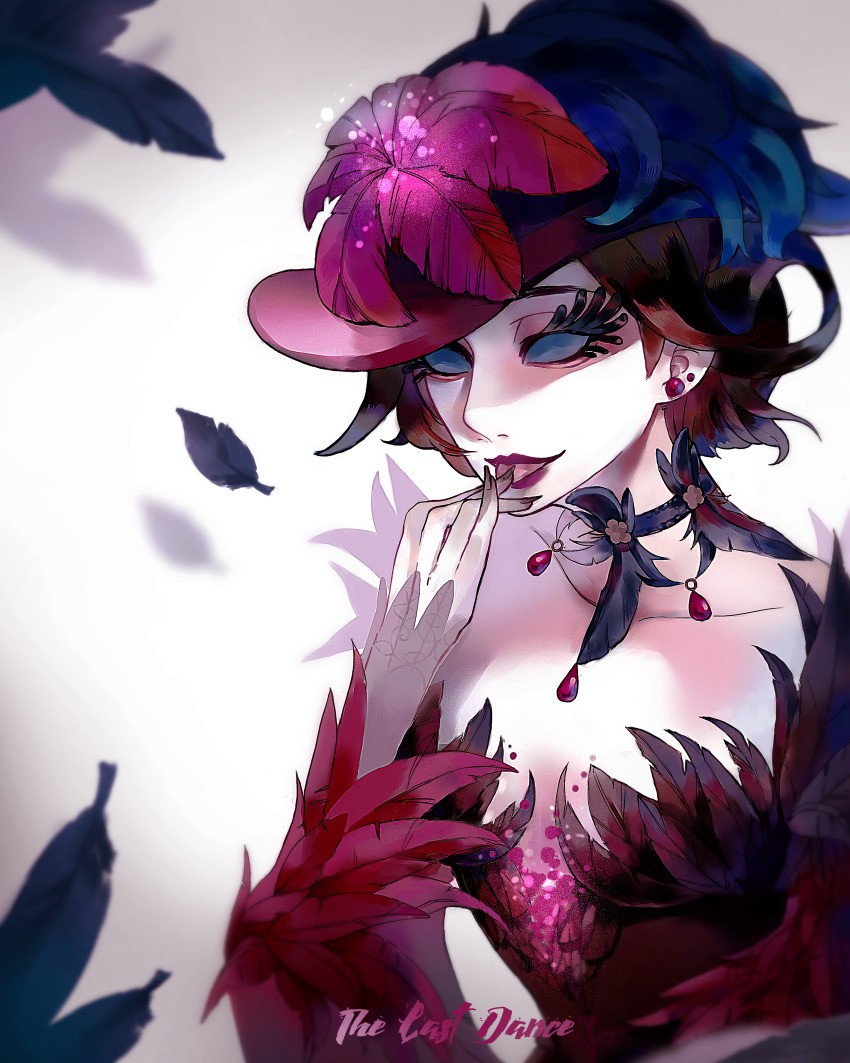 1girl, absurdres, blank_eyes, blue_sclera, colored_sclera, dress, earrings, eyelashes