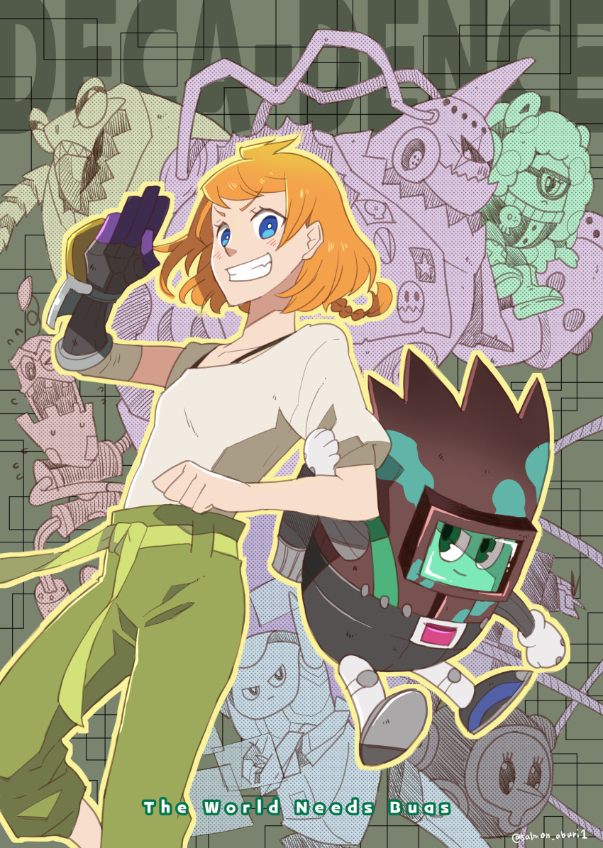 1girl, absurdres, aqua_eyes, artist_name, blue_eyes, braid, clenched_hand, copyright_name