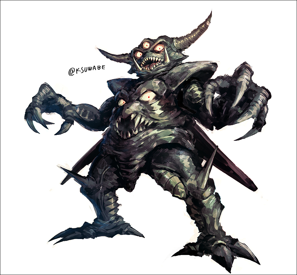 chest_mouth, claws, commentary_request, death_pisaro, dragon_quest, dragon_quest_iv, extra_eyes, extra_mouth