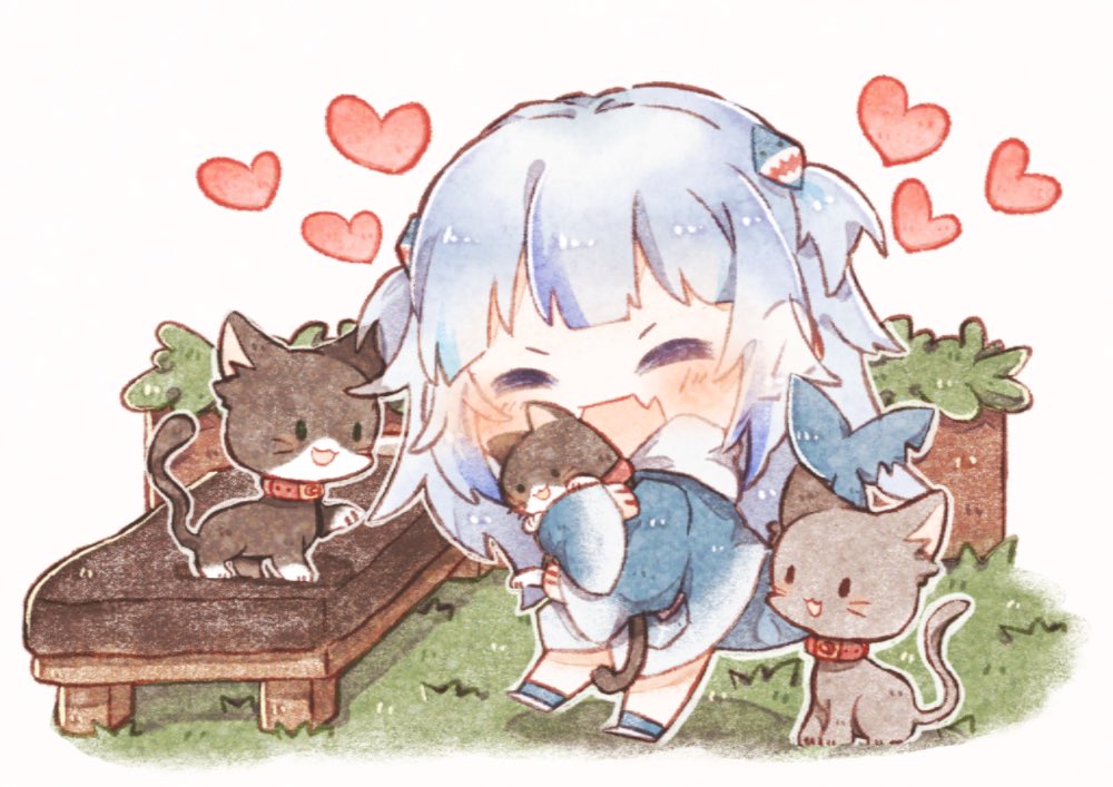1girl, ^_^, animal, bad_id, bad_twitter_id, bed, black_eyes, blue_hair