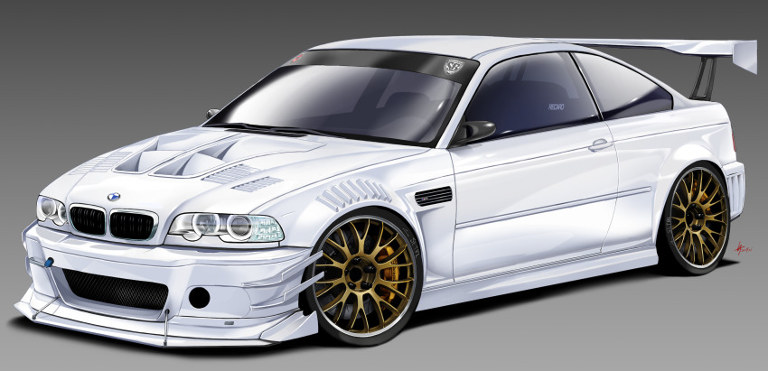 bmw, bmw_3_series, bmw_e46, bmw_m3, car, commission, dated, gradient_background