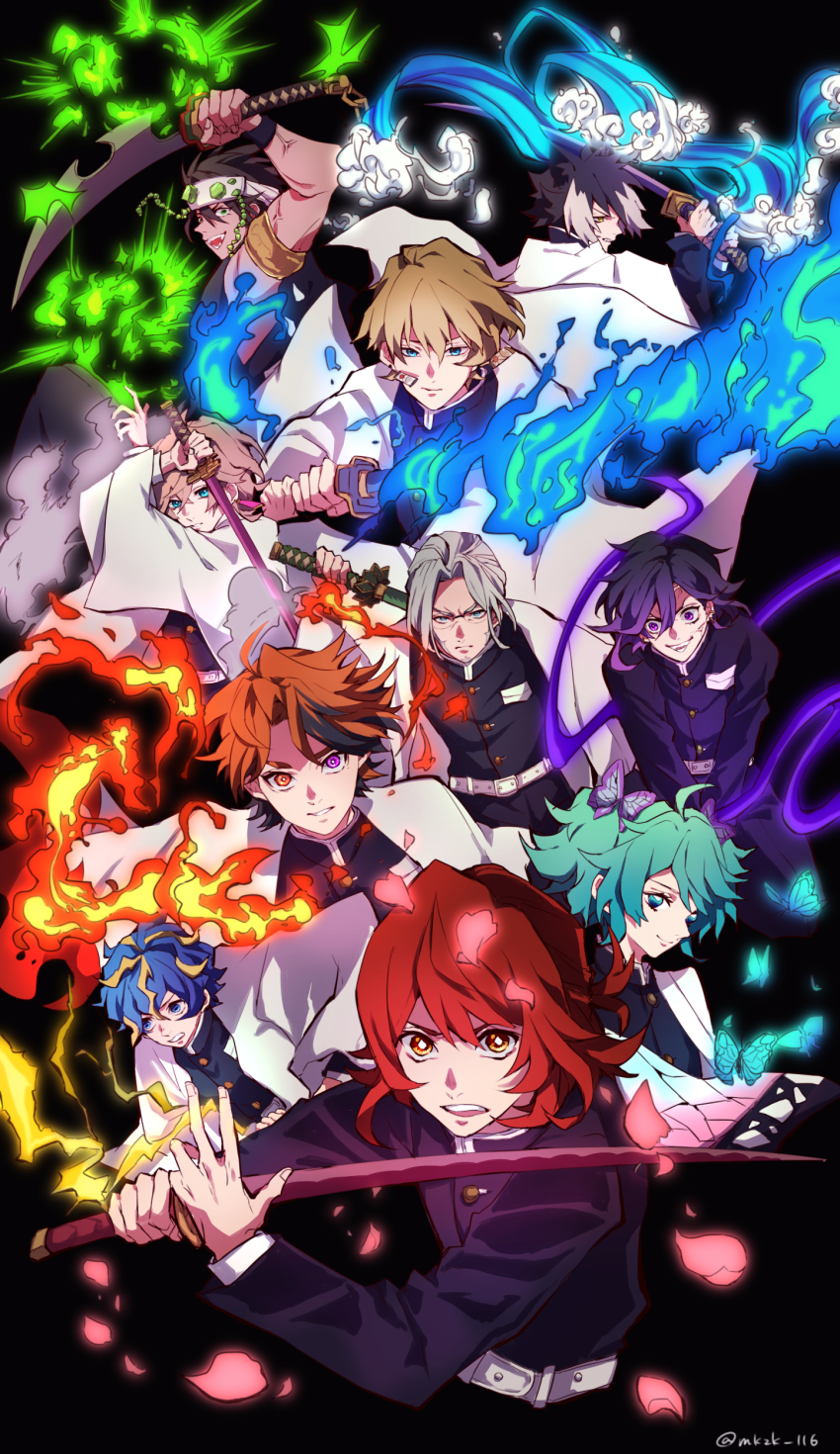 6+boys, absurdres, alternate_costume, aqua_eyes, aqua_hair, aragami_oga, arurandeisu, astel_leda