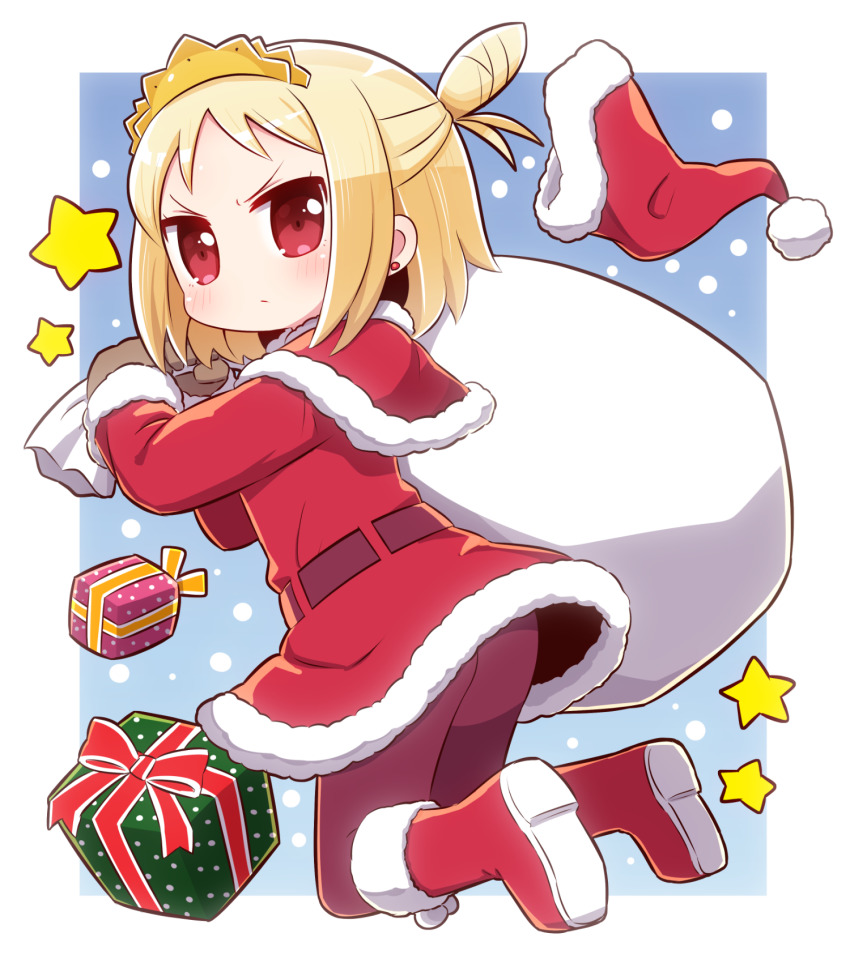 1girl, 7th_dragon, 7th_dragon_(series), ass, blonde_hair, blush, boots, box