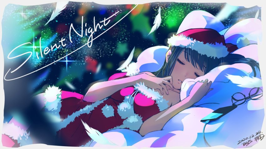 1girl, bare_shoulders, black-framed_eyewear, black_hair, breasts, cable, cellphone, christmas_lights