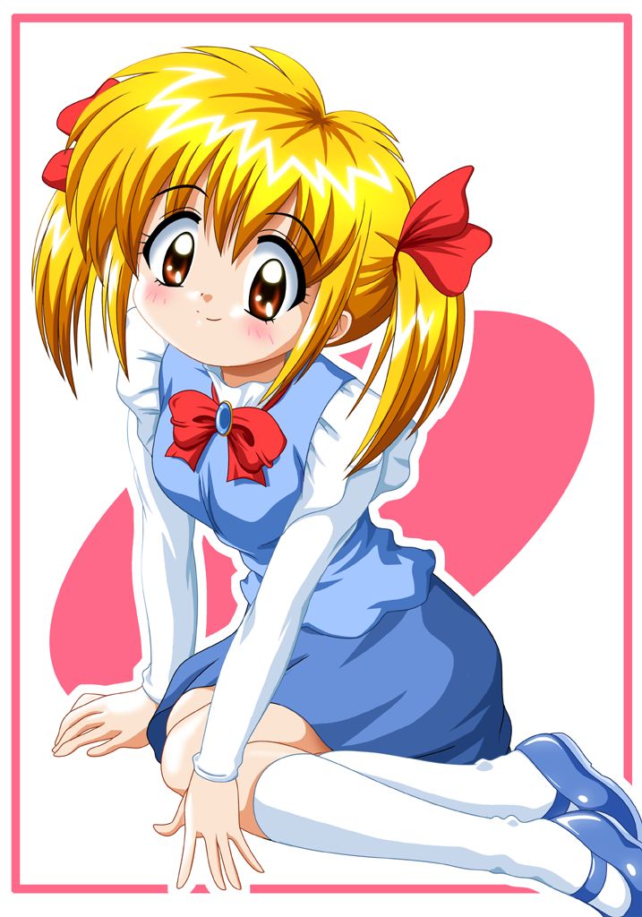 1girl, blonde_hair, bow, brown_eyes, dress, makino_tomoyasu, minami_kaede, mirumo_de_pon!