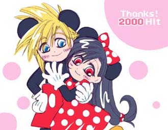 alternate_costume, classica, cloud_strife, cosplay, disney, final_fantasy, final_fantasy_vii, lowres, mickey_mouse, mickey_mouse_(cosplay), minnie_mouse, minnie_mouse_(cosplay), parody, polka_dot, simple_background, tifa_lockhart, white_background