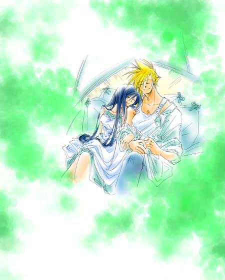 1990s_(style), alternate_costume, alternate_hair_color, blue_hair, classica, cloud_strife, dress, final_fantasy