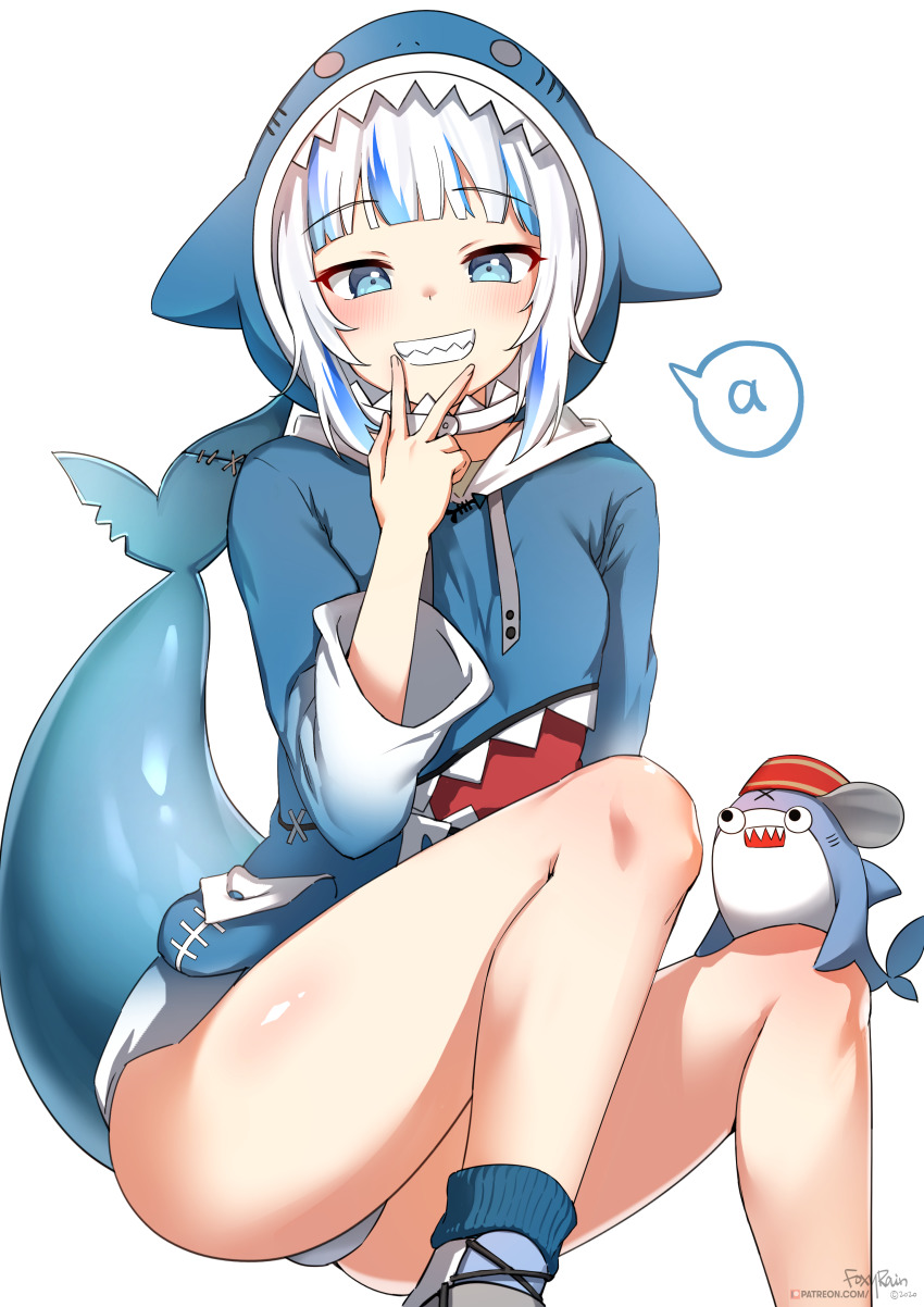 1girl, a_(phrase), absurdres, animal_hood, artist_name, bloop_(gawr_gura), blue_eyes, blue_hoodie