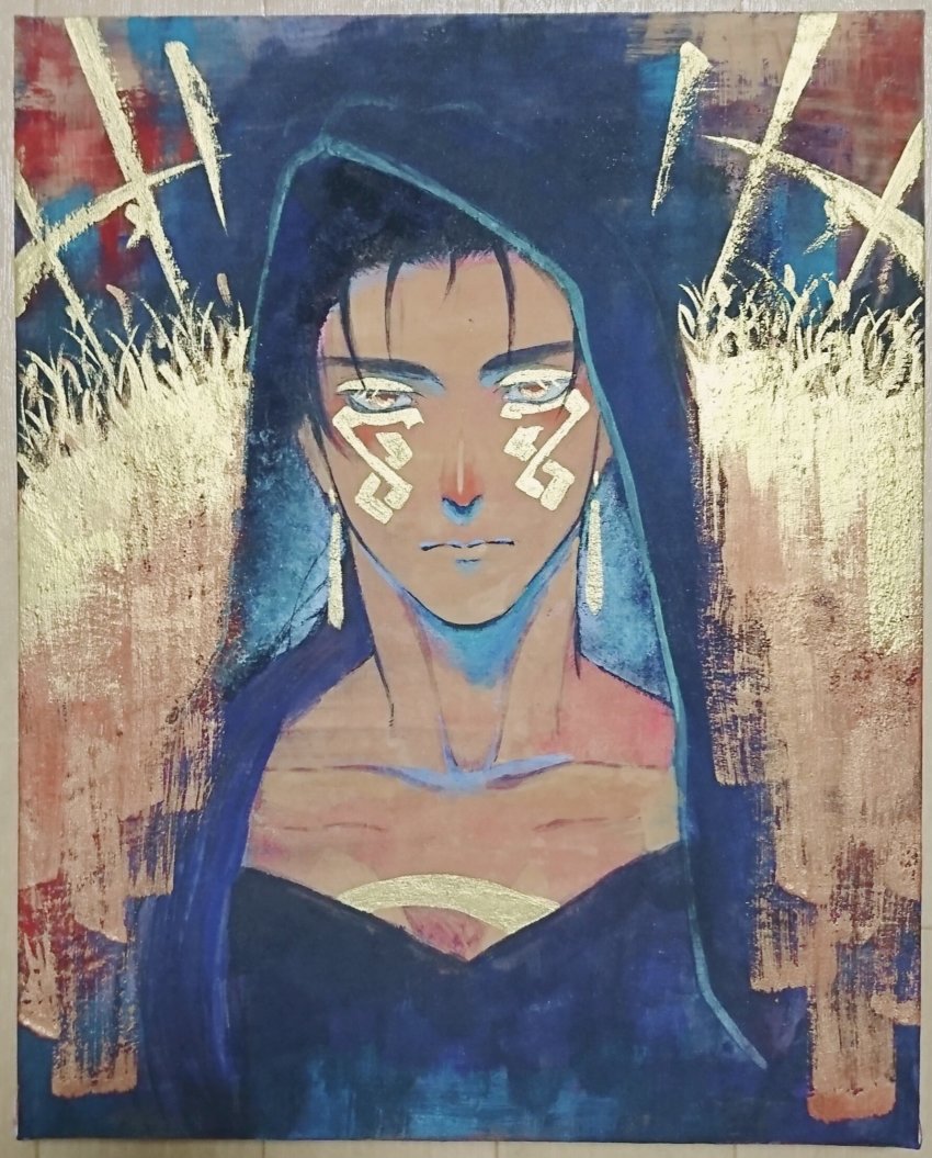 1boy, blooming_yuki, blue_hair, closed_mouth, collarbone, colored_eyelashes, cu_chulainn_(fate), cu_chulainn_alter_(fate)