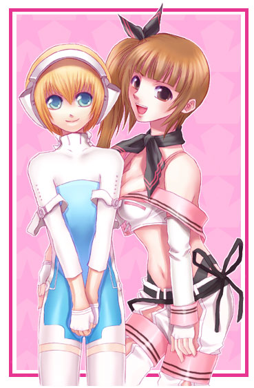 1boy, 1girl, akira_(pixiv), bad_id, bad_pixiv_id, baek_changpo, blonde_hair, blue_eyes