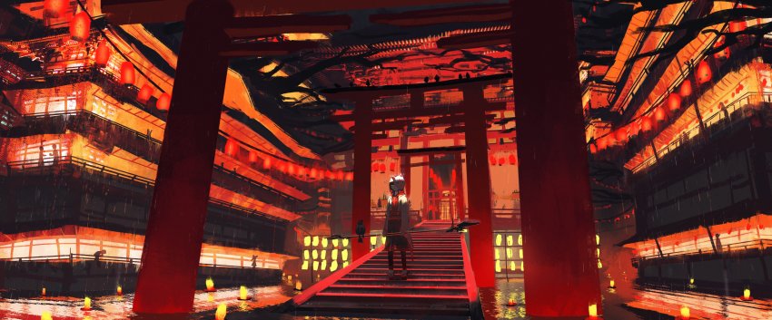 1girl, absurdres, antenna_mast, asteroid_ill, bird, clothing_request, crow, fox_mask