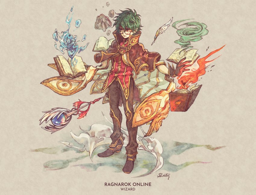 1boy, absurdres, brown_capelet, brown_footwear, brown_gloves, brown_pants, cape, capelet