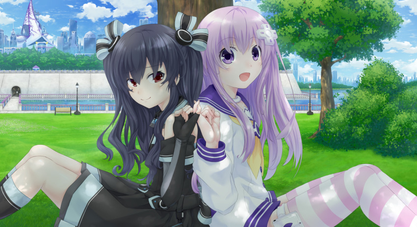 black_hair, choker, dress, hair_ornament, hairclip, kurenai_(artist), leggings, nepgear